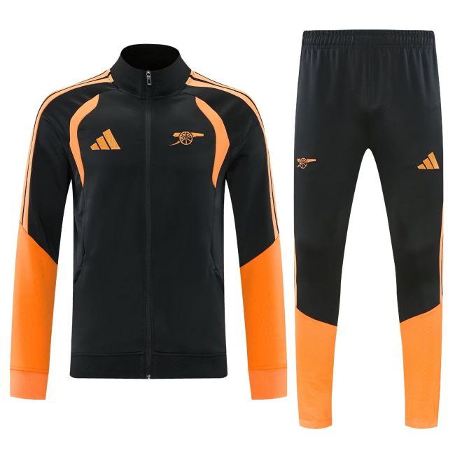 2026-2027 Arsenal Black/Orange Soccer Tracksuit Jacket Football Jacket and Pants