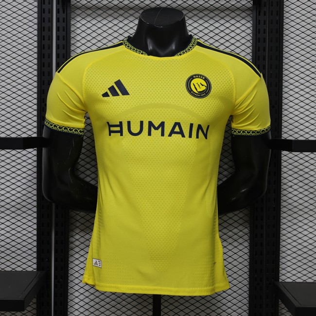 with All Sponor Logos Player Version 2026-2027 Al Nassr Home Soccer Jersey Football Shirt