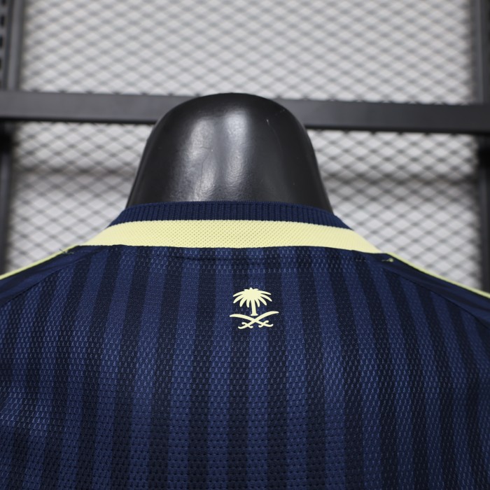 with Sponor Logo Player Version 2026-2027 Al Nassr Away Dark Blue Soccer Jersey Football Shirt