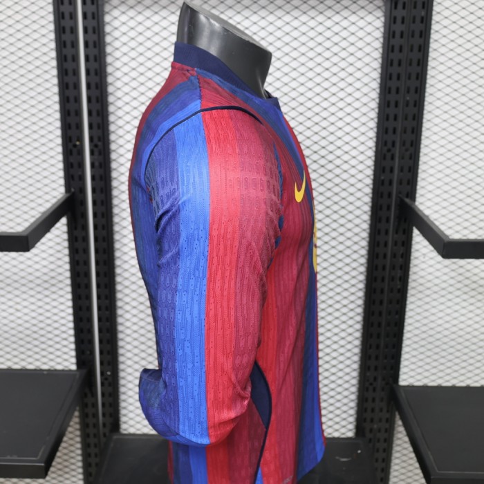 Long Sleeve Barca Camisetas de Futbol Player Version 2026-2027 Barcelona Home Soccer Jersey