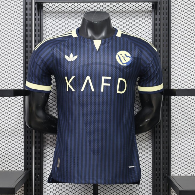 with All Sponor Logos Player Version 2026-2027 Al Nassr Away Dark Blue Soccer Jersey Football Shirt