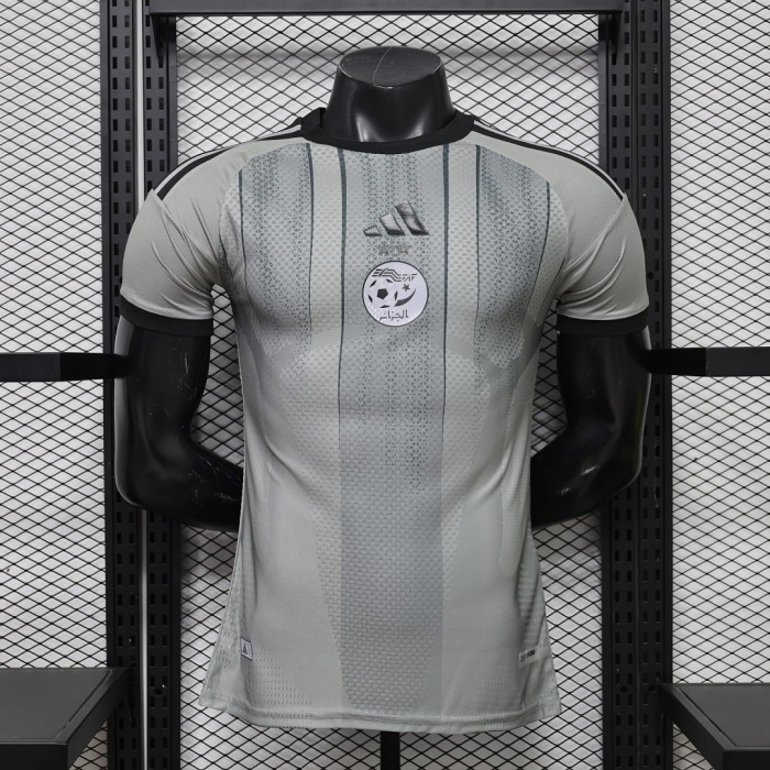 with 2 Stars Player Version 2026 Algeria Grey Special Edition Soccer Jersey Football Shirt