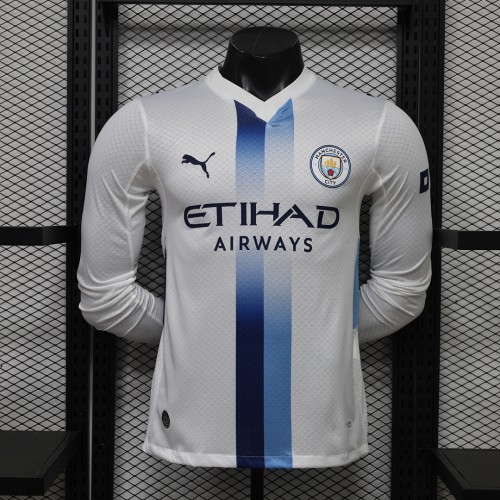 Long Sleeve Player Version 2026-2027 Manchester City Away White Soccer Jersey Man City Football Shirt