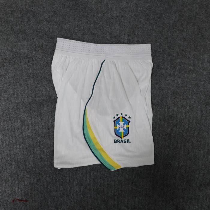 Player Version 2026 Brazil White Soccer Shorts Brasil Football Shorts