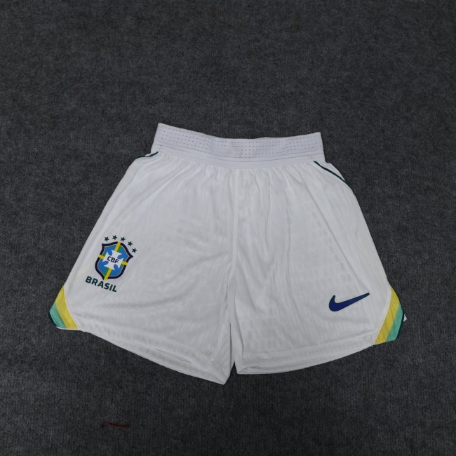 Player Version 2026 Brazil White Soccer Shorts Brasil Football Shorts