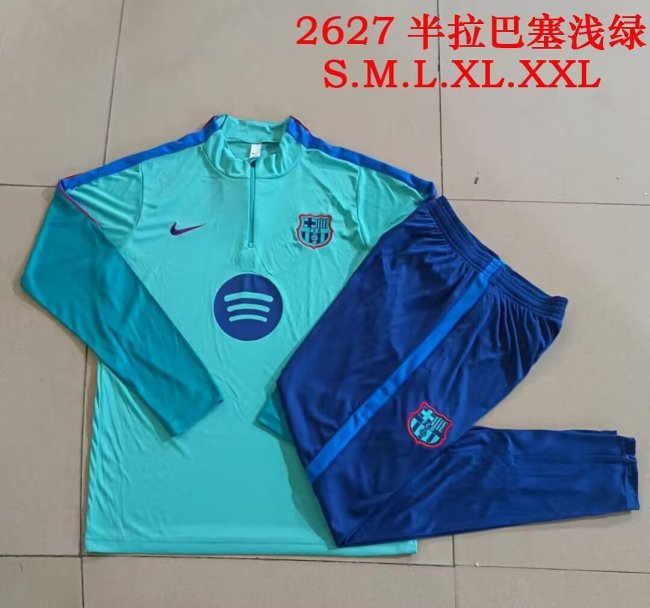 2026-2027 Barcelona Light Green Soccer Training Sweater Jacket Football Jacket and Pants