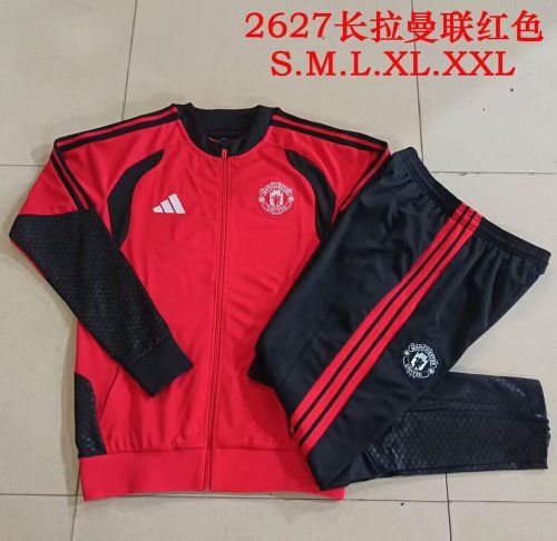 Youth 2026-2027 Manchester United Red/Black Soccer Training Jacket and Pants Child Football Kit