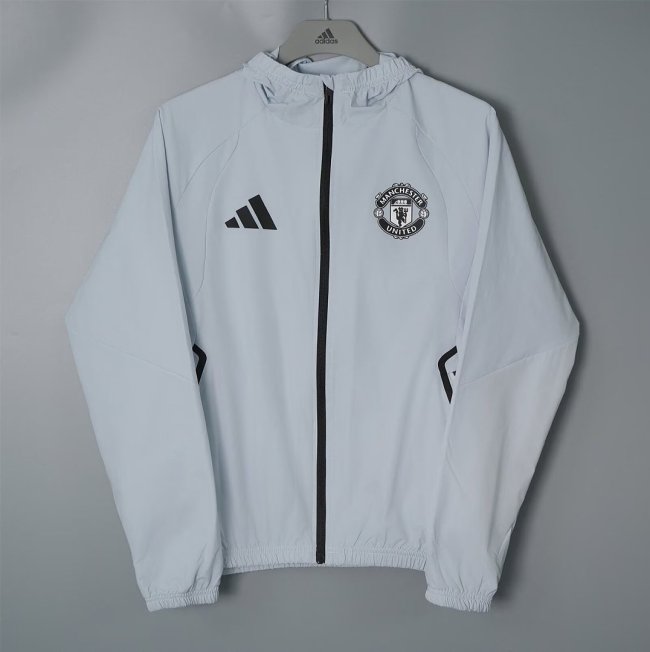 with Caps 2026 Manchester United Grey Soccer Windbreaker Jacket Football Jacket