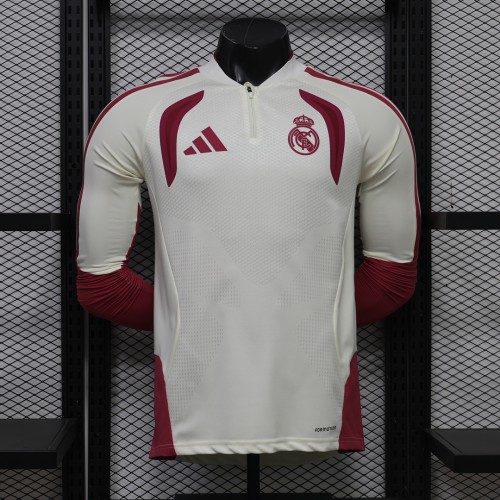 Long Sleeve Player Version 2026-2027 Real Madrid White/Pink Soccer Jersey Real Football Shirt