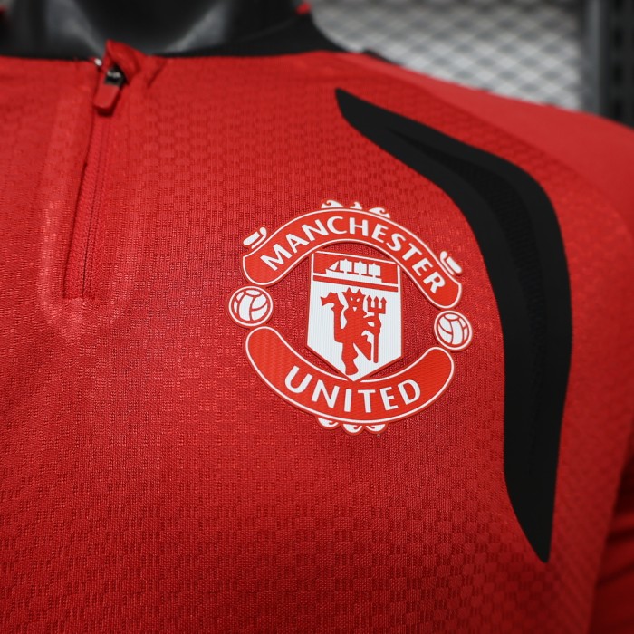 Long Sleeve Player Version 2026-2027 Manchester United Red/Black Soccer Jersey Man United Football Shirt