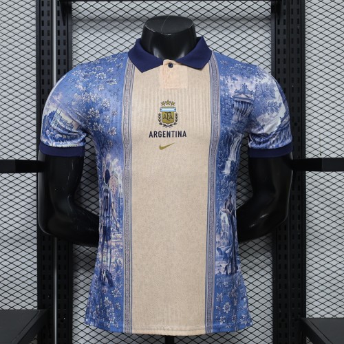 Player Version 2026 Argentina Beige/Blue Soccer Training Jersey Camisetas de Futbol