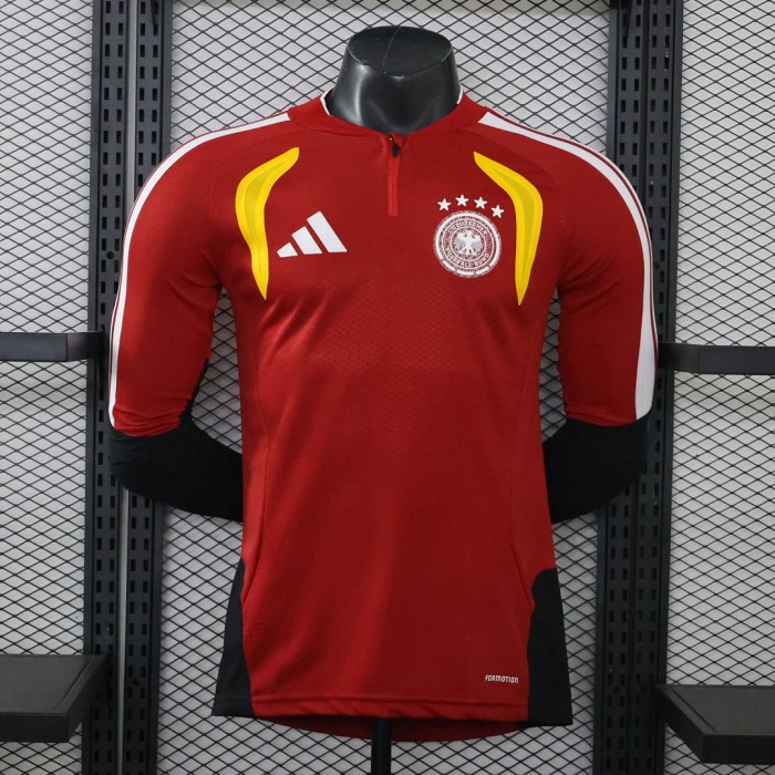 Long Sleeve Player Version 2026 Germany Red/Black/Yellow Soccer Jersey Football Shirt