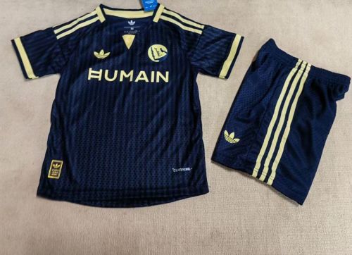 Player Version Youth Uniform Kids Kit 2026-2027 Al Nassr Away Dark Blue Soccer Jersey Shorts Riyadh Victory Child Football Set