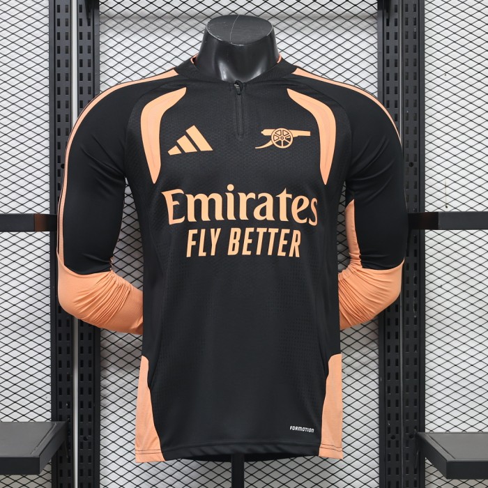 Long Sleeve Player Version 2026-2027 Arsenal Black/Orange Footbal Training Shirt Soccer Jersey