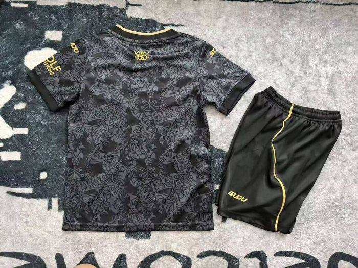 Youth Uniform Kids Kit 2026-2027 Wolverhampton Wanderers Third Away Black Soccer Jersey Shorts Wolves Child Wolves Football Set