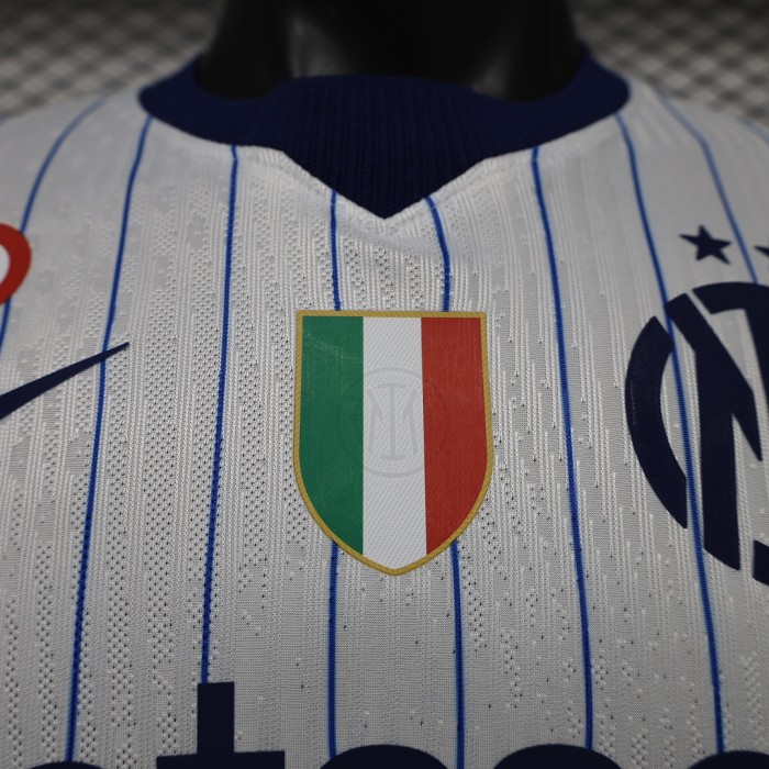 with Scudetto+Coppa Italia Patch Player Version 2026-2027 Inter Milan Away White Soccer Jersey Inter Football Shirt