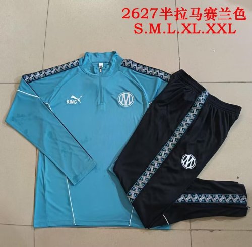 2026-2027 Marseille Blue Soccer Training Sweater and Pants Football Kit