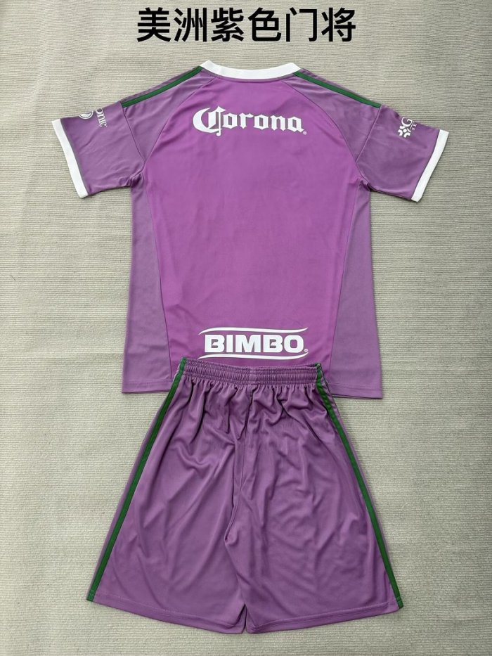 Youth Uniform Kids Kit 2026-2027 Club America Purple Goalkeeper Soccer Jersey Shorts Child Football Set