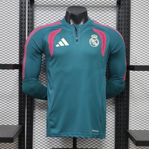 Long Sleeve Player Version 2026-2027 Real Madrid Green Soccer Jersey Real Football Shirt