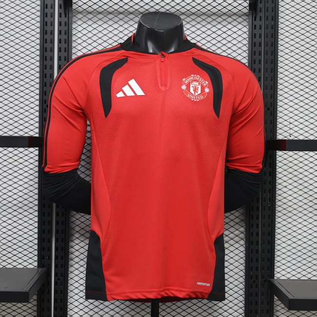 Long Sleeve Player Version 2026-2027 Manchester United Red/Black Soccer Jersey Man United Football Shirt