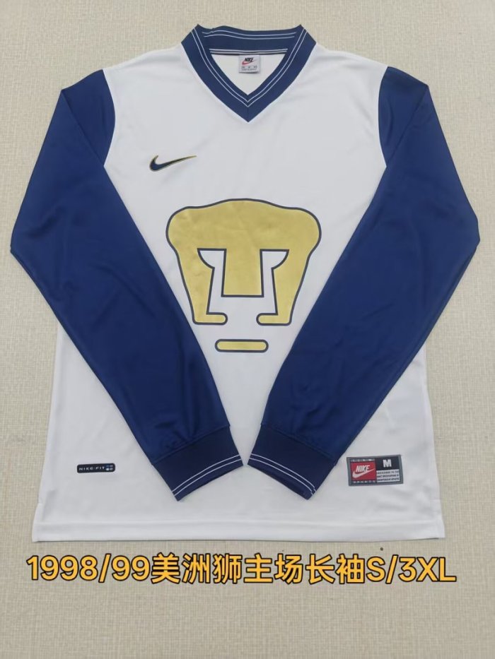 Long Sleeve Retro Jersey 1998-1999 Pumas Home Soccer Jersey Vintage Football Shirt