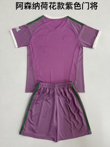 Youth Uniform Kids Kit 2026-2027 Arsenal Purple Goalkeeper Soccer Jersey Shorts Child Football Set