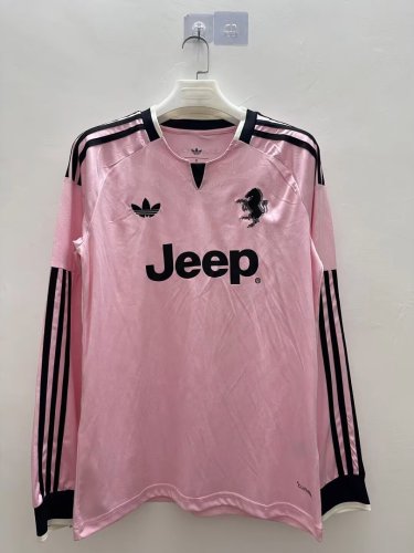 Long Sleeve Maillot Juve Shirt 2026-2027 Juventus Away Pink Soccer Jersey Football Shirt