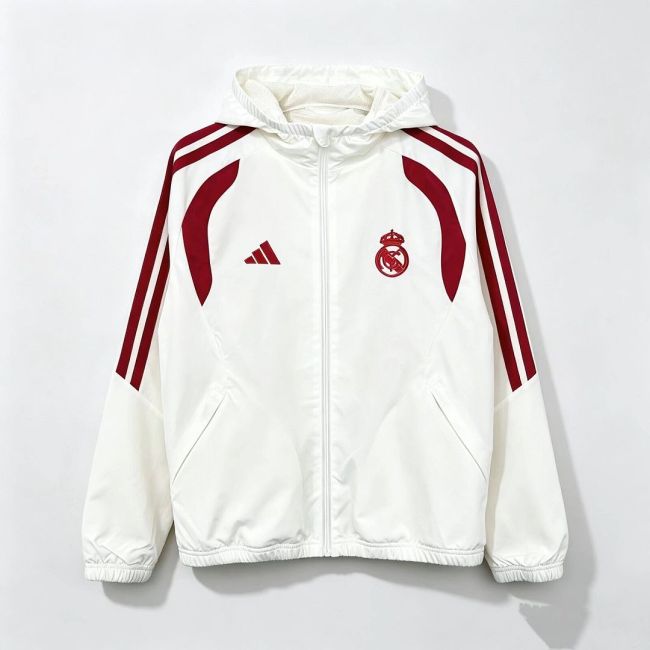 2026-2027 Real Madrid White/Pink Soccer Windbreaker Jacket Football Jacket