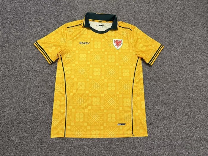 Fan Version 2027 Wales Away Yellow Soccer Jersey Football Shirt