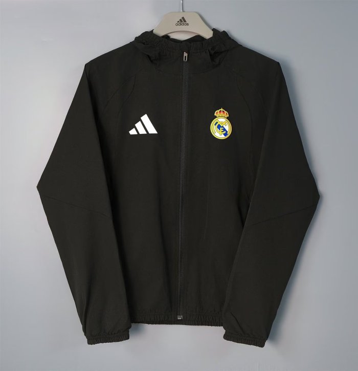 2026-2027 Real Madrid Black Soccer Windbreaker Jacket Football Jacket