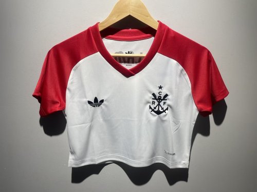 Women 2026-2027 Flamengo White Crop Soccer Shirt Girl Football Jersey