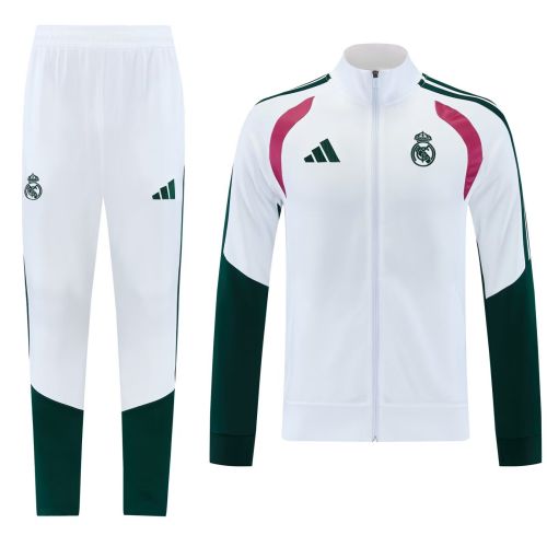2026-2027 Real Madrid White/Green Soccer Windbreaker Jacket Football Jacket