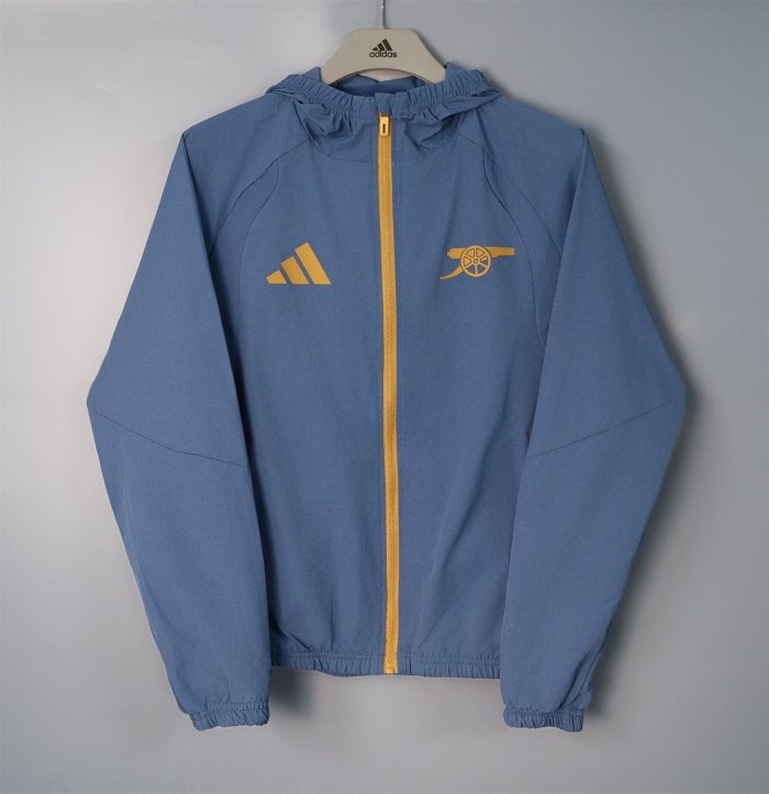 2026-2027 Arsenal Grey Blue Soccer Windbreaker Jacket Football Jacket