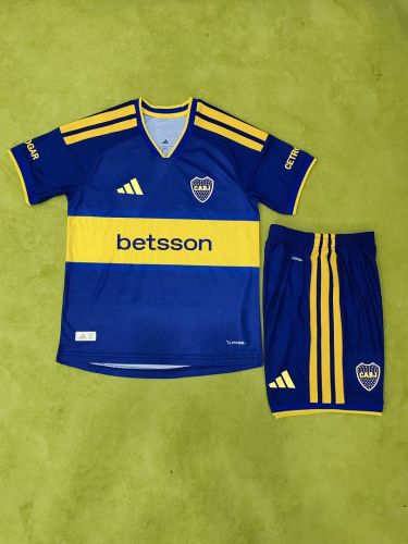 Player Version Youth Uniform Kids Kit 2026-2027 Boca Juniors Home Soccer Jersey Shorts Child Football Set