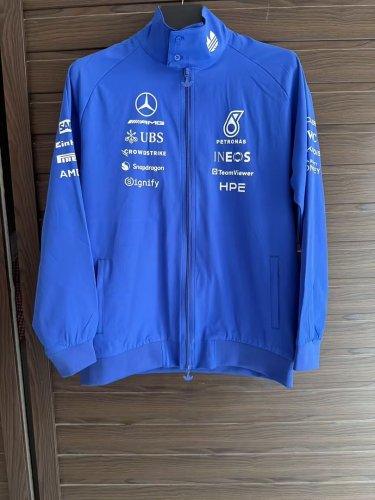 2026 Mercedes Blue Windbreaker Jacket Mecedes Racing Jacket