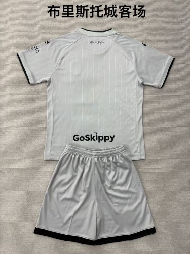 Youth Uniform Kids Kit 2026-2027 BRISTOL CITY Away Grey Soccer Jersey Shorts Child Football Set