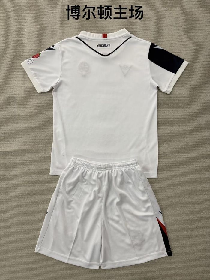 Youth Uniform Kids Kit 2026-2027 Bolton Wanderers Home Soccer Jersey Shorts Child Football Set