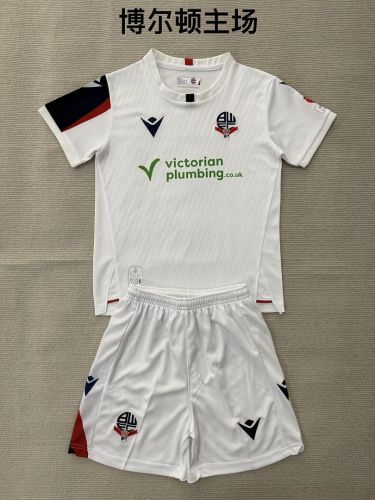 Youth Uniform Kids Kit 2026-2027 Bolton Wanderers Home Soccer Jersey Shorts Child Football Set