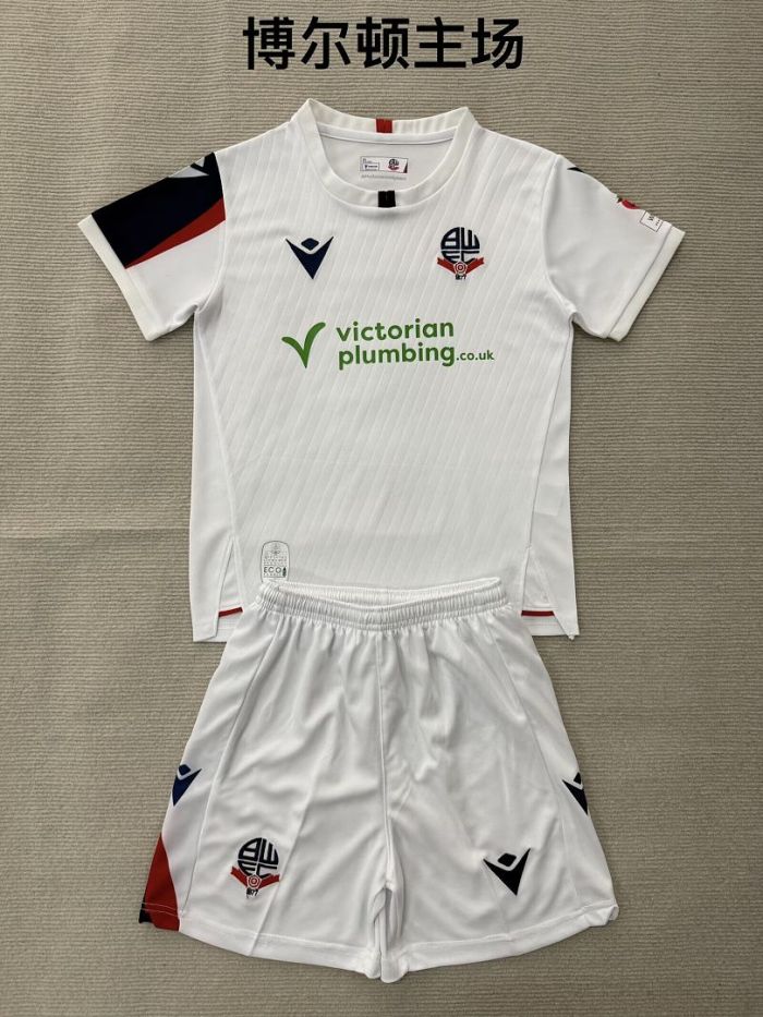 Youth Uniform Kids Kit 2026-2027 Bolton Wanderers Home Soccer Jersey Shorts Child Football Set