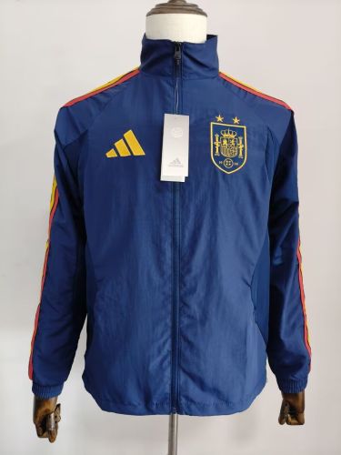 with 2 Stars 2026-2027 Spain Dark Blue Soccer Windbreaker Jacket Football Jacket