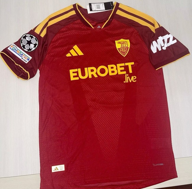 with All Sponor Logos+UCL Patch Fan Version 2026-2027 As Roma Home Soccer Jersey Football Shirt