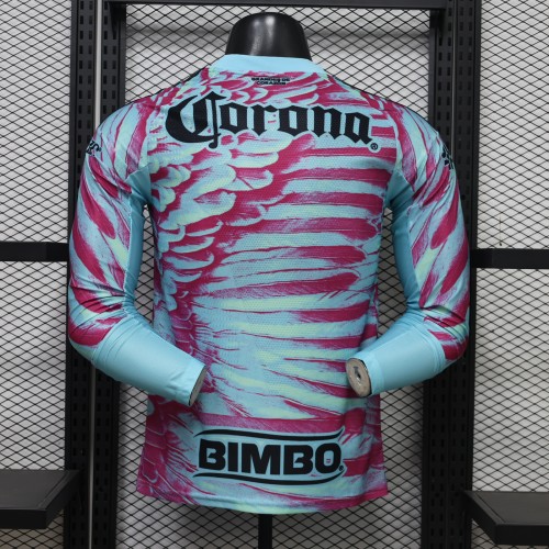Long Sleeve Player Version 2026-2027 Club America Aguilas Blue Goalkeeper Soccer Jersey Football Shirt