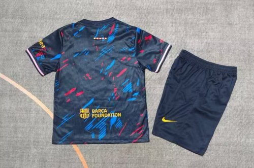 Youth Uniform Kids Kit 2026-2027 Barcelona Colorful Special Edition Soccer Jersey Shorts Child Football Set