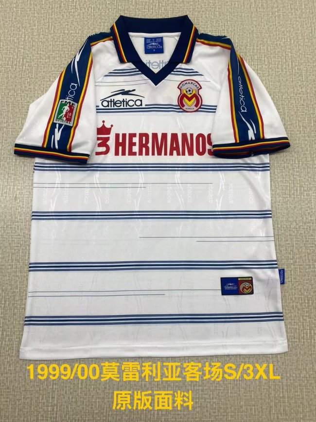 with FMF Patch Retro Jersey 1999-2000 Atlético Morelia Away White Soccer Jersey Vintage Football Shirt