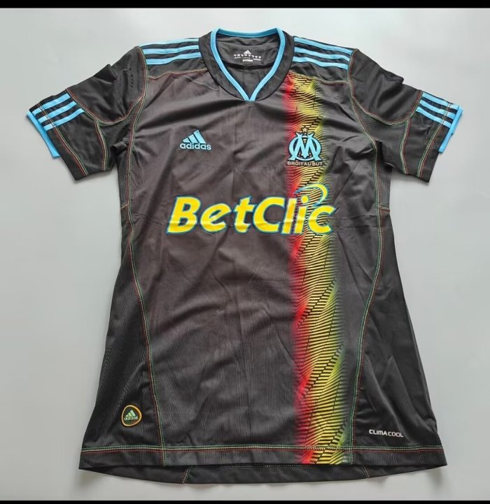 Retro Jersey 2010-2011 Marseille Away Black UCL Version Soccer Jersey Vintage Football Shirt