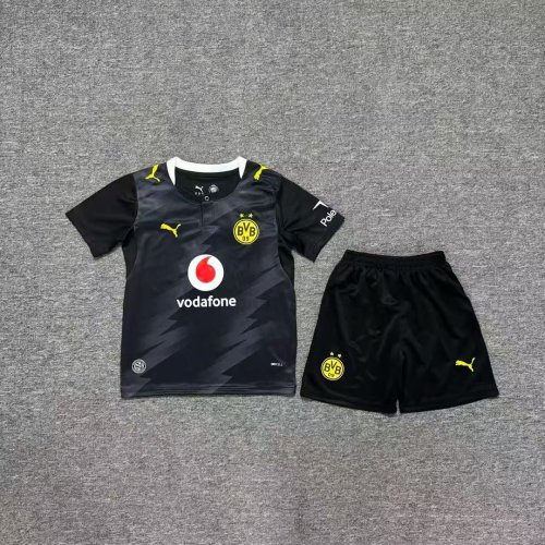Youth Uniform Kids Kit 2026-2027 Borussia Dortmund Away Black Soccer Jersey Shorts BVB Child Football Set