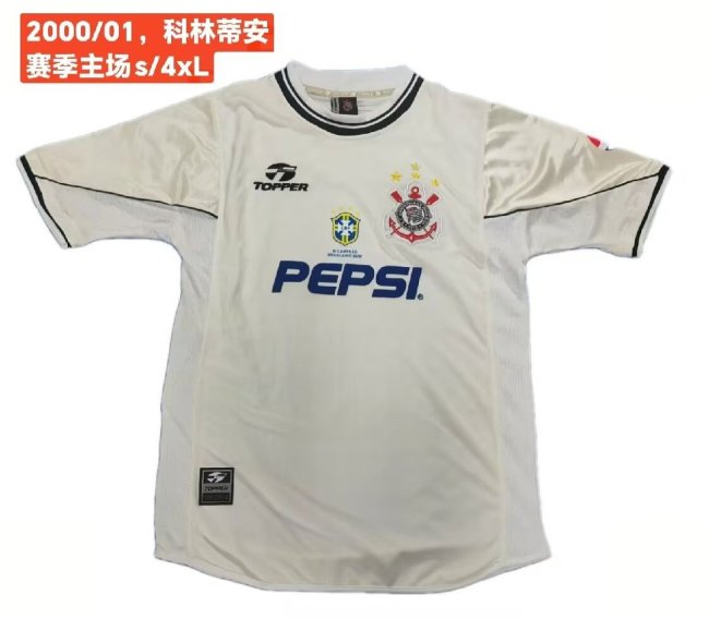 Retro Jersey 2000-2001 Corinthians Home Soccer Jersey Vintage Football Shirt