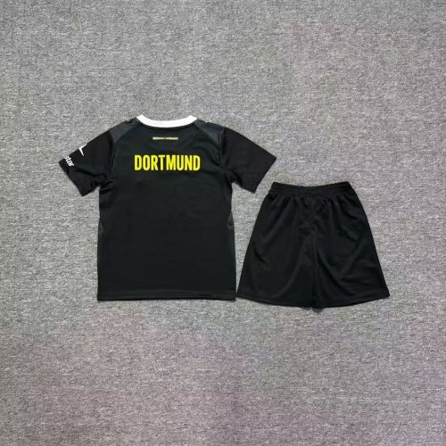 Youth Uniform Kids Kit 2026-2027 Borussia Dortmund Away Black Soccer Jersey Shorts BVB Child Football Set