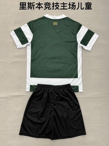 without Sponor Logo Youth Uniform Kids Kit 2026-2027 Sporting Lisbon Home Soccer Jersey Shorts Child Football Set