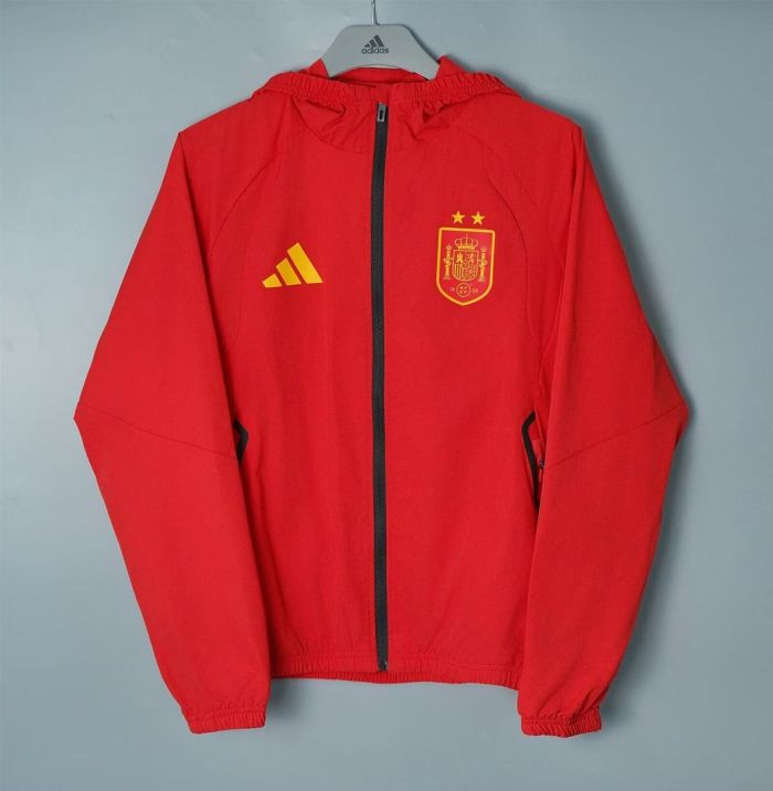 with 2 Stars 2026-2027 Spain Red Soccer Windbreaker Jacket Football Jacket